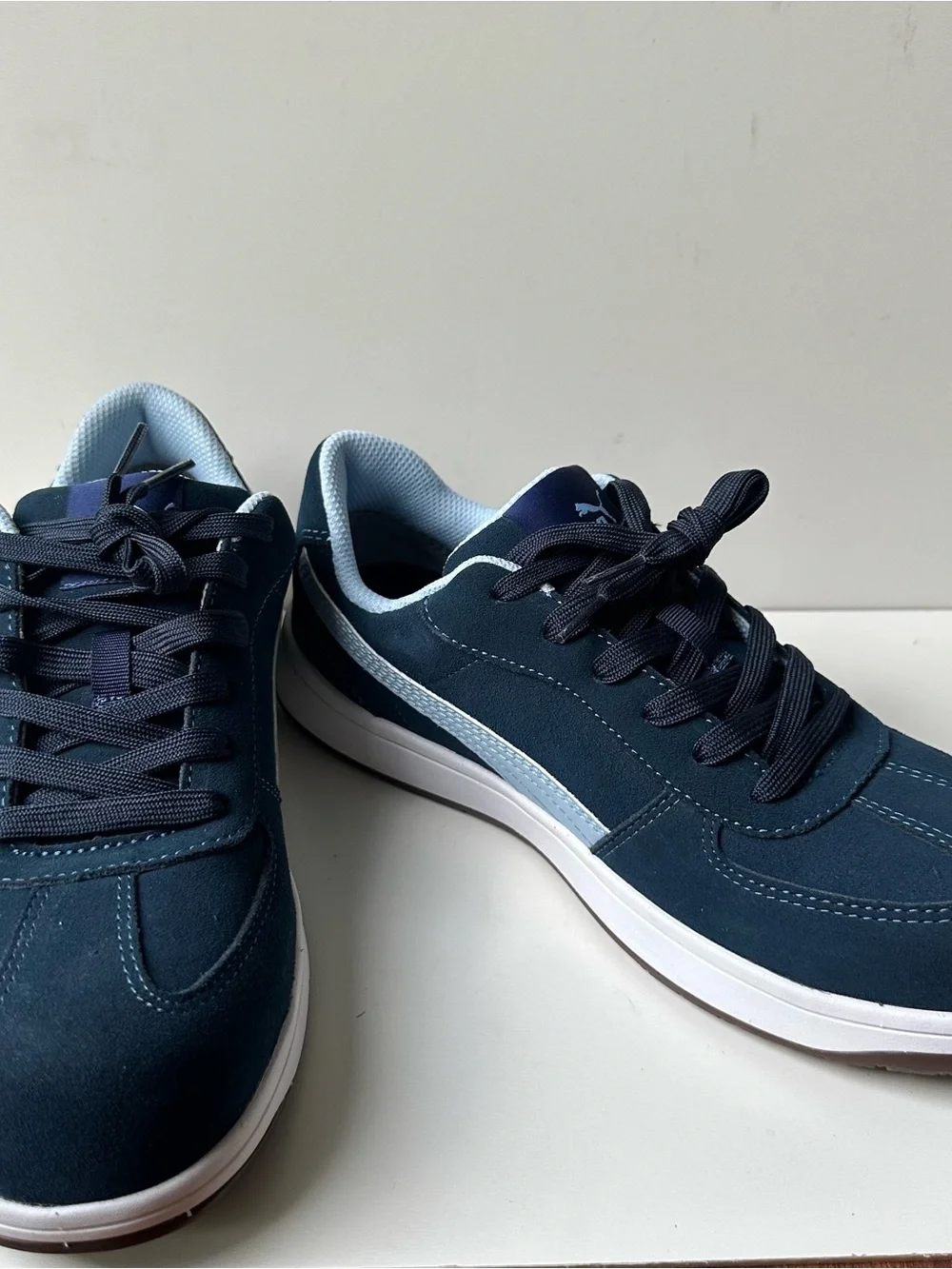 Puma Safety Shoes Men's Size 10 Navy Blue Suede Slip Resistant Work Sneakers
